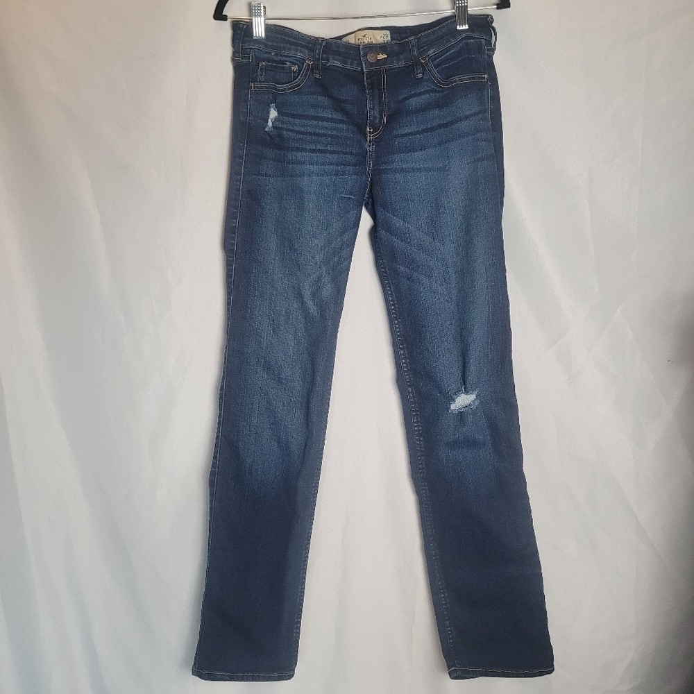 Hollister Skinny Jean Darkwash Factory Distressing Size 9R W29 L32 Read